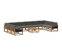 vidaXL Set di divani da esterno 11 pcs Naturale e Antracite, Set divano giardino in legno acacia, moderno ed accogliente per patio, cortile e piscina