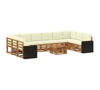 vidaXL Set di divani da esterno 11 pcs Naturale e Crema Poliestere, Divano da Giardino, Arredo Esterno Moderno, Mobili Resistente, Set Relax per Patio e Terrazza
