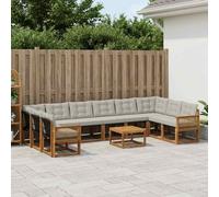 vidaXL Set di divani da esterno 11 pcs Naturale e Grigio Chiaro