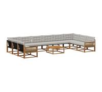 vidaXL Set di divani da esterno 11 pcs Naturale e Grigio Chiaro, Divano da giardino, set moderno per esterni, lounge patio, arredo resistente, divano Textilene, mobile anti-intemperie