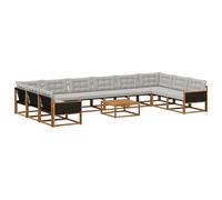 vidaXL Set di divani da esterno 11 pcs Naturale e Grigio Chiaro, Set da giardino, divano moderno per esterni, lounge resistente, divano in Textilene, posti per patio resistenti al tempo