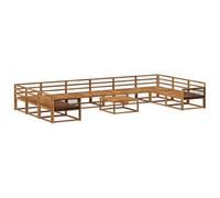 vidaXL Set di divani da esterno 11 pcs Naturale, Set Divani da Giardino, Lounger da Esterno Moderno in Legno di Acacia, Divano Sezionale Durevole e Confortevole per Patio