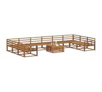 vidaXL Set di divani da esterno 11 pcs Naturale, Set Divani da Giardino, Lounger da Esterno Moderno in Legno di Acacia, Divano Sezionale Durevole e Confortevole per Patio