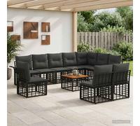 vidaXL Set di divani da esterno 11 pz Nero e Grigio scuro Poliestere