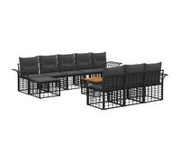 vidaXL Set di divani da esterno 11 pcs Nero e Grigio scuro Poliestere, Piedini regolabili, set divano da esterno moderno, resistente, sistemazione flessibile, arredo giardino