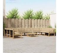 vidaXL Set di divani da esterno 11 pz Bianco e Beige