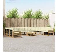 vidaXL Set di divani da esterno 11 pz Bianco e Crema