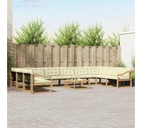 vidaXL Set di divani da esterno 11 pz Bianco e Crema