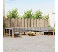 vidaXL Set di divani da esterno 11 pz Bianco e Grigio Chiaro
