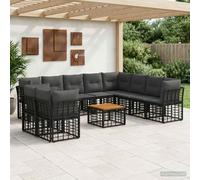 vidaXL Set di divani da esterno 11 pz Nero e Grigio scuro Poliestere