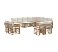vidaXL Set di divani da esterno 12 pcs Naturale e Bianco Crema, Set da giardino e terrazza, lounge rustico all'aperto, divano sezione resistente, comoda disposizione posti