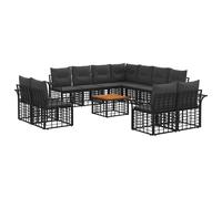 vidaXL Set di divani da esterno 12 pcs Nero e Grigio scuro Poliestere