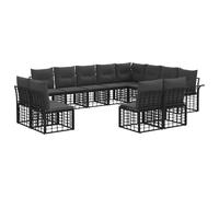 vidaXL Set di divani da esterno 12 pcs Nero e Grigio scuro Poliestere, Divano Sezionale Rustico per Giardino e Terrazza, Resistente alle Intemperie, Set Lounge all'Aperto