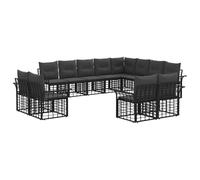vidaXL Set di divani da esterno 12 pcs Nero e Grigio scuro Poliestere, Set da giardino e terrazza, lounge rustico all'aperto, divano sezione resistente, comoda disposizione posti