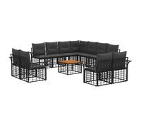 vidaXL Set di divani da esterno 12 pcs Nero e Grigio scuro Poliestere, Set di divani da esterno, arredo in rattan moderno, piedini regolabili, resistente agli agenti atmosferici, salotto comodo