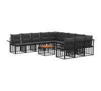 vidaXL Set di divani da esterno 12 pcs Nero e Grigio scuro Poliestere, Sofa da esterno moderno, modulare, resistente agli agenti atmosferici, per il giardino e il patio