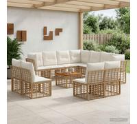 vidaXL Set di divani da esterno 12 pcs Naturale e Bianco Crema, Divano da giardino moderno, resistente alle intemperie, con poggiapiedi regolabili, elegante e comodo