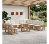 vidaXL Set di divani da esterno 12 pcs Naturale e Bianco Crema, Set di divani modulari per esterni, mobile in acciaio moderno, lounge resistente agli agenti atmosferici, con piedi regolabili