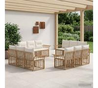 vidaXL Set di divani da esterno 12 pz Naturale e Bianco Crema