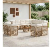 vidaXL Set di divani da esterno 13 pcs Naturale e Bianco Crema, Divano moderno, resistente alle intemperie, modulare, con piedi regolabili, arredo giardino, posti flessibili all'aperto