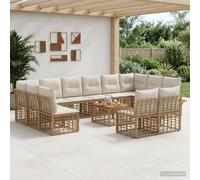 vidaXL Set di divani da esterno 13 pcs Naturale e Bianco Crema