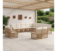 vidaXL Set di divani da esterno 13 pcs Naturale e Bianco Crema