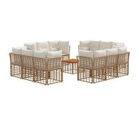 vidaXL Set di divani da esterno 13 pcs Naturale e Bianco Crema, Set Lounge Esterno Moderno, Sofà Modulari Resistenti, Posizionamento Regolabile, Arredo Giardino Comodo
