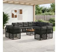vidaXL Set di divani da esterno 13 pcs Nero e Grigio scuro Poliestere, Divano moderno, resistente alle intemperie, modulare, con piedi regolabili, arredo giardino, posti flessibili all'aperto