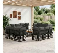 vidaXL Set di divani da esterno 13 pcs Nero e Grigio scuro Poliestere, Set Lounge Esterno Moderno, Sofà Modulari Resistenti, Posizionamento Regolabile, Arredo Giardino Comodo