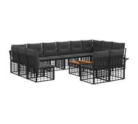 vidaXL Set di divani da esterno 13 pcs Nero e Grigio scuro Poliestere, Set Divani da Giardino, Moderno, Resistente alle Intemperie, Piedini Regolabili, Divano Sezionale per Patio