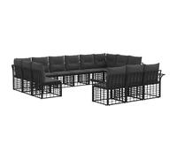 vidaXL Set di divani da esterno 13 pcs Nero e Grigio scuro Poliestere, Set divano da esterno, elegante e confortevole, modulo resistente al tempo, perfetto per il giardino