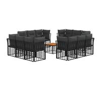 vidaXL Set di divani da esterno 13 pcs Nero e Grigio scuro Poliestere, Set Lounge Esterno Moderno, Sofà Modulari Resistenti, Posizionamento Regolabile, Arredo Giardino Comodo