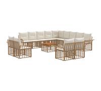 vidaXL Set di divani da esterno 14 pcs Naturale e Bianco Crema