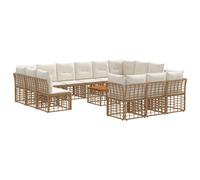 vidaXL Set di divani da esterno 14 pcs Naturale e Bianco Crema