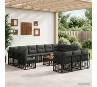 vidaXL Set di divani da esterno 14 pcs Nero e Grigio scuro Poliestere, Divano da Esterno Modulare, Resistente agli Agenti Atmosferici, con Piedini Regolabili per Relax nel Tuo Giardino