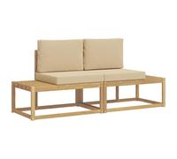 vidaXL Set di divani da esterno 2 pcs Bianco e Beige Poliestere, Divano moderno da esterno, resistente per patio, set lounge da giardino per giardini, aree vicino piscina e verande
