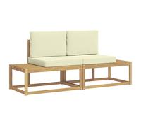 vidaXL Set di divani da esterno 2 pcs Bianco e Crema Poliestere, Divano da Giardino Moderno, Mobili Resistenti per Patio, Bordo Piscina, Giardino, Terrazzo e Zona Relax