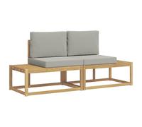 vidaXL Set di divani da esterno 2 pcs Bianco e Grigio Chiaro, Divano moderno da esterno, resistente per patio, set lounge da giardino per giardini, aree vicino piscina e verande