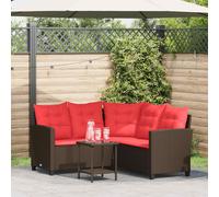 vidaXL Set di divani da esterno 2 pcs Marrone e Rosso polyrattan, Set di divani da esterno moderno, con federe rimovibili, resistenti alle intemperie, e lettino da giardino.