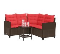 vidaXL Set di divani da esterno 2 pcs Marrone e Rosso polyrattan, Set di divani da esterno moderno, con federe rimovibili, resistenti alle intemperie, e lettino da giardino.
