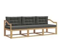 vidaXL Set di divani da esterno 3 pcs Bianco e Antracite Poliestere, Set di divani da esterno in acacia, lounge moderna, sezione flessibile, arredo resistente per il patio