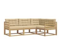 vidaXL Set di divani da esterno 3 pcs Bianco e Beige Poliestere, Mobili da esterno adattabili, set di divani moderni per il patio, sezione modulare comoda, relax in giardino