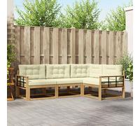 vidaXL Set di divani da esterno 3 pcs Bianco e Crema Poliestere, Mobili da esterno flessibili, set moderno per patio, divano comodo per il giardino, seduta resistente agli agenti atmosferici