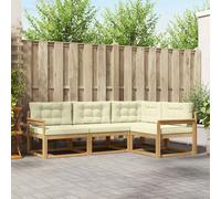 vidaXL Set di divani da esterno 3 pcs Bianco e Crema Poliestere, Mobili da esterno flessibili, set moderno per patio, divano comodo per il giardino, seduta resistente agli agenti atmosferici