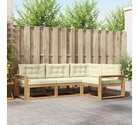 vidaXL Set di divani da esterno 3 pcs Bianco e Crema Poliestere, Mobili da esterno flessibili, set moderno per patio, divano comodo per il giardino, seduta resistente agli agenti atmosferici