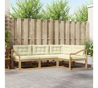 vidaXL Set di divani da esterno 3 pcs Bianco e Crema Poliestere, Mobili da esterno adattabili, set di divani moderni per il patio, sezione modulare comoda, relax in giardino