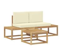 vidaXL Set di divani da esterno 3 pcs Bianco e Crema Poliestere, Divano da Giardino, Set Moderno per Esterni, Arredo Patio per Vivere Comodi in Terrazza