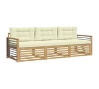 vidaXL Set di divani da esterno 3 pcs Bianco e Crema Poliestere, Divano Sezionale Moderno per Esterni, Comfort in Giardino, Arredamento per Terrazza e Patio