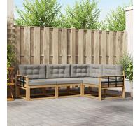 vidaXL Set di divani da esterno 3 pcs Bianco e Grigio Chiaro, Mobili da esterno adattabili, set di divani moderni per il patio, sezione modulare comoda, relax in giardino
