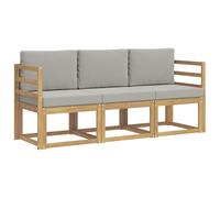 vidaXL Set di divani da esterno 3 pcs Bianco e Grigio Chiaro, Divano da esterno, lounge moderna per giardino, set sezionale per relax in patio, collezione stilosa